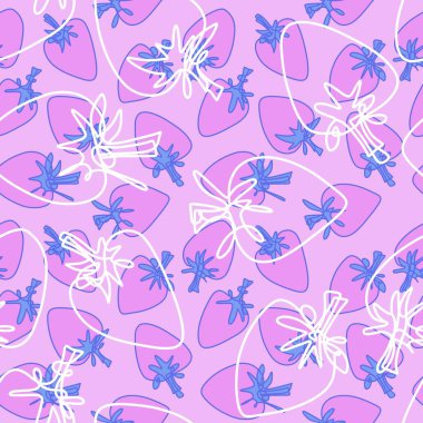 Kağıt ve kumaşlar ve çocuk giysileri baskısı, şenlik ambalajları ve mutfak aksesuarları için dikişsiz çilek deseni. Yüksek kaliteli illüstrasyon