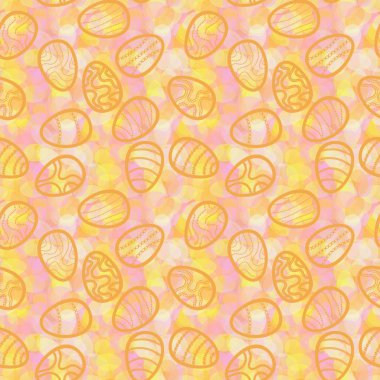 Paskalya yumurtaları kağıt, kumaş, çocuk giysileri, tekstil ürünleri, şenlik ambalajları ve restoran aksesuarları için kusursuz desen. Yüksek kaliteli illüstrasyon