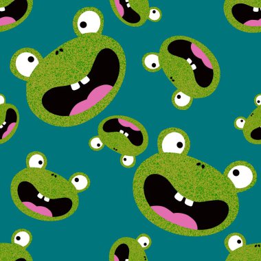 Çizgi filmlerdeki kusursuz kurbağa desenleri ambalaj kağıtları, kumaşlar, çocuk giysileri, tekstil ürünleri, yaz aksesuarları ve şenlikli ambalajlar için. Yüksek kaliteli illüstrasyon