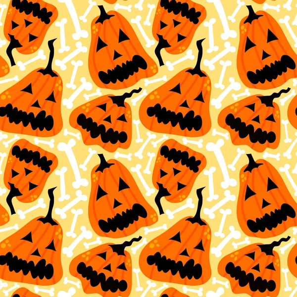 Halloween Kreskówki Dynie Bezszwowe Jesienne Żniwa Wzór Pakowania Papieru Tkanin — Zdjęcie stockowe