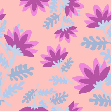 Çiçeksiz çiçek desenleri kumaşlar ve çarşaflar ve ambalaj kağıtları ve çocuk giysileri, tekstil ve sonbahar ambalajları ve bahar aksesuarları. Yüksek kaliteli illüstrasyon