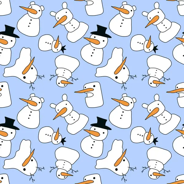 Natal Desenho Animado Boneco Neve Padrão Gelo Inverno Sem Costura — Fotografia de Stock