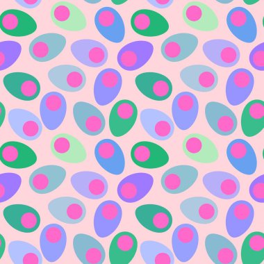 Paskalya yumurtaları kağıt, kumaş, çocuk giysileri, tekstil ürünleri, şenlik ambalajları ve restoran aksesuarları için kusursuz desen. Yüksek kaliteli illüstrasyon