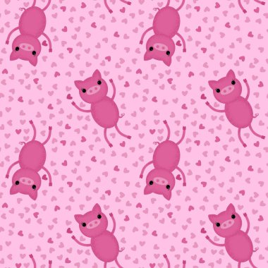 Çizgi filmlerdeki kusursuz domuz desenleri kağıt, kumaş, çocuk giysisi baskıları, şenlikli aksesuarlar ve ambalajlar için. Yüksek kaliteli illüstrasyon