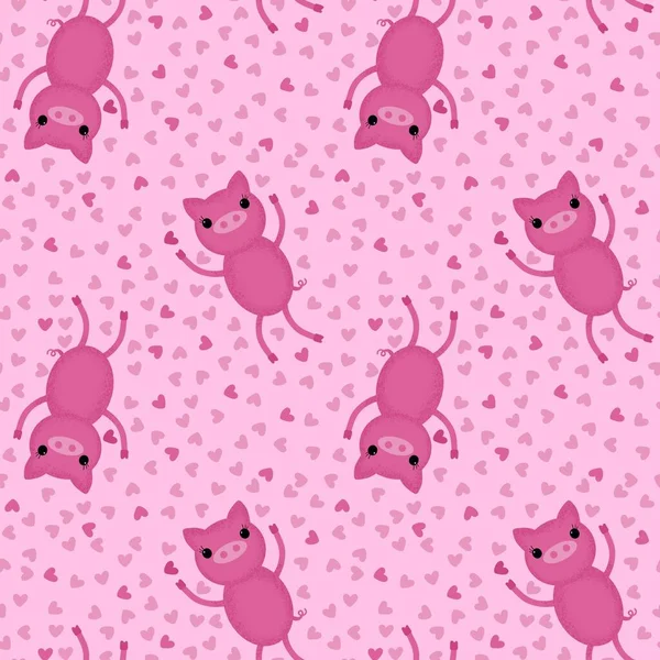 Çizgi filmlerdeki kusursuz domuz desenleri kağıt, kumaş, çocuk giysisi baskıları, şenlikli aksesuarlar ve ambalajlar için. Yüksek kaliteli illüstrasyon