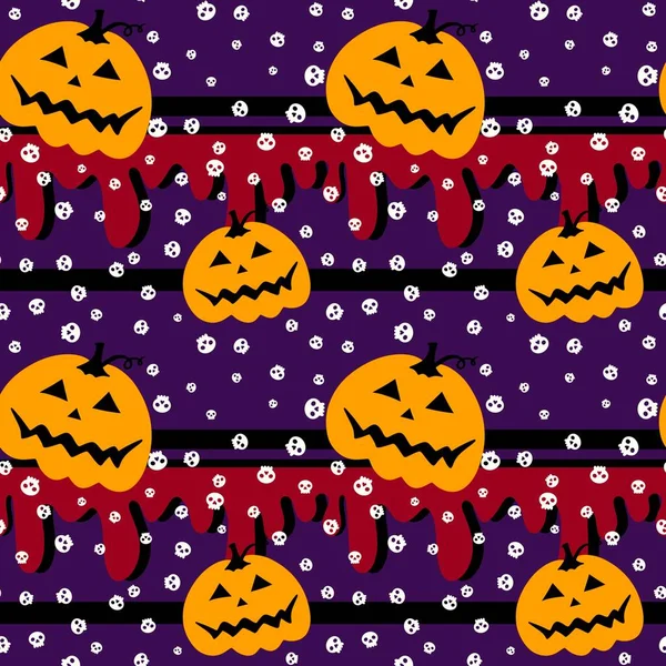 Cartoon Halloween Pumpkins Seamless Pattern Wrapping Paper Fabrics Kids Clothes — Stock Photo, Image