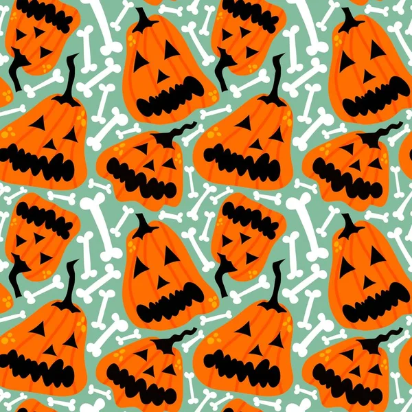 Halloween Cartoon Pumpkins Seamless Autumn Harvest Pattern Wrapping Paper Fabrics — Stock Photo, Image