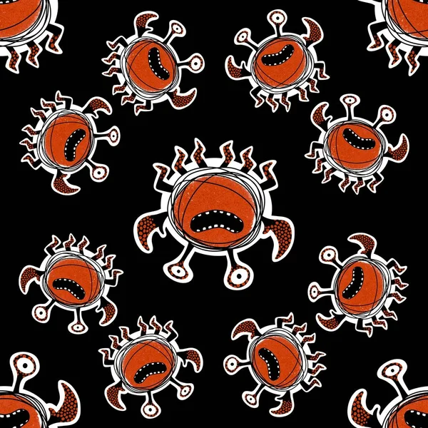 Cartoon Animals Seamless Summer Crabs Pattern Wrapping Paper Fabrics Kids — Stock Photo, Image