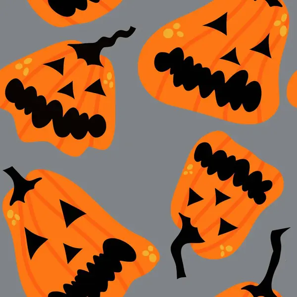 Calabazas Dibujos Animados Halloween Patrón Cosecha Otoño Sin Costuras Para —  Fotos de Stock