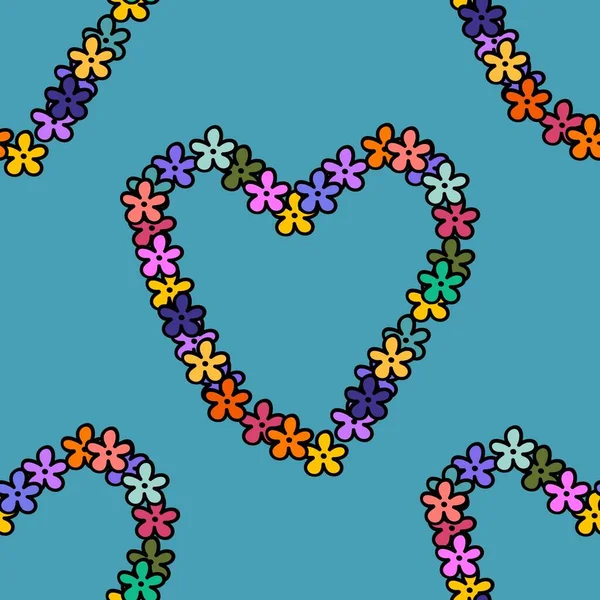 Cartoon Blumenrahmen Nahtlose Valentines Retro Herzen Muster Zum Einwickeln Von — Stockfoto