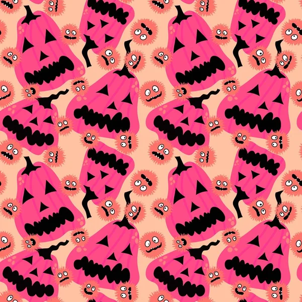 Halloween Cartoon Pompoenen Naadloze Herfst Oogstpatroon Voor Het Inpakken Van — Stockfoto