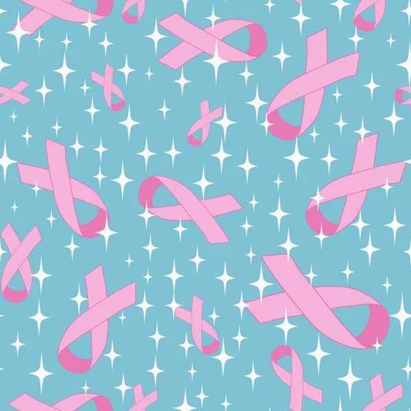 Breast Cancer Month Seamless Pink Ribbon Day Mammogram Pattern Wrapping — Stock Photo, Image