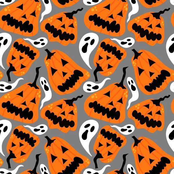 Halloween Cartoon Pompoenen Naadloze Herfst Oogstpatroon Voor Het Inpakken Van — Stockfoto
