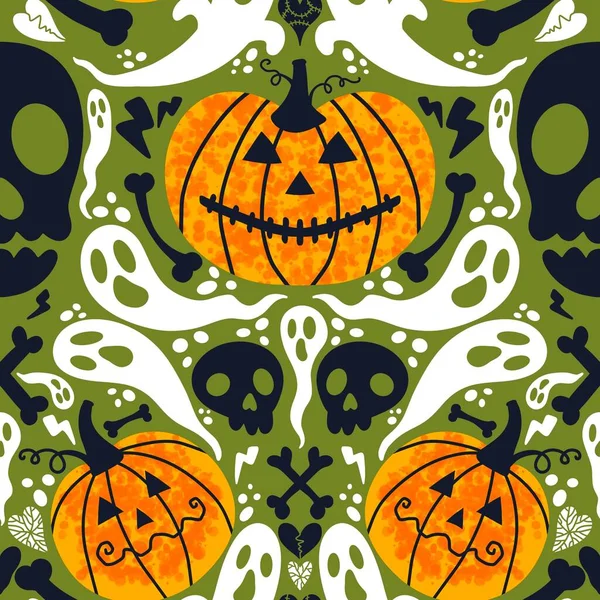 Patrón Calabazas Halloween Sin Costuras Cosecha Verduras Otoño Para Papel — Foto de Stock