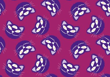 Cadılar Bayramı çizgi kedileri kusursuz balkabakları, hayalet ve canavarlar kumaşlar ve ambalaj kağıtları için vampir desenleri ve çocuk giysileri baskısı, ambalaj ve aksesuarlar. Yüksek kaliteli illüstrasyon