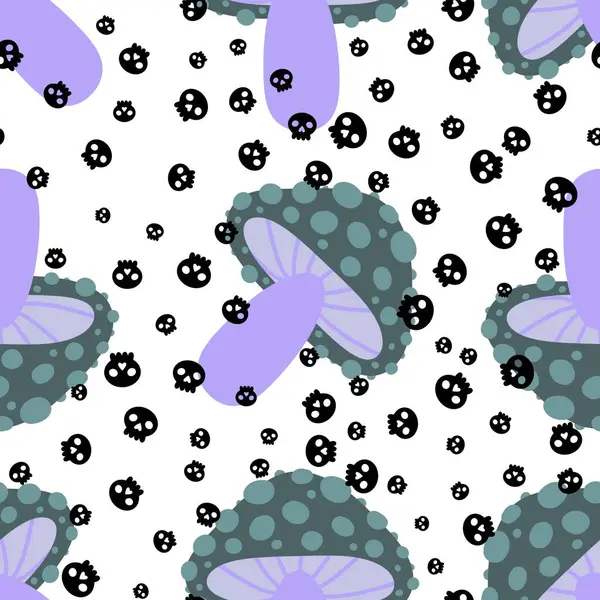 Autumn Harvest Seamless Cartoon Mushrooms Pattern Wrapping Paper Fabrics Kids — Stock Photo, Image