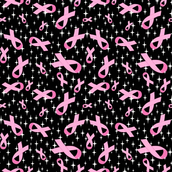 Месяц Рака Молочной Железы Бесшовный Розовый Рисунок День Ленты Маммограммы — стоковое фото