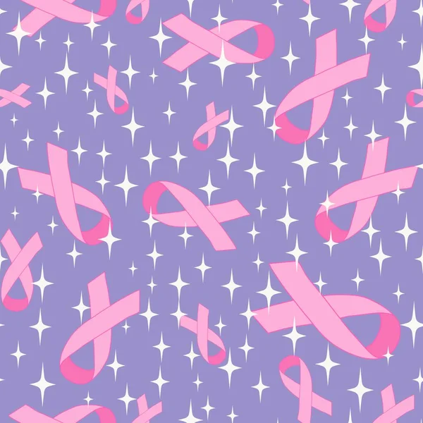 Breast Cancer Month Seamless Pink Ribbon Day Mammogram Pattern Wrapping — Stock Photo, Image
