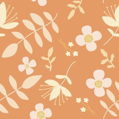 Çiçeksiz çiçek desenleri kumaşlar ve çarşaflar ve ambalaj kağıtları ve çocuk giysileri, tekstil ve sonbahar ambalajları ve bahar aksesuarları. Yüksek kaliteli illüstrasyon