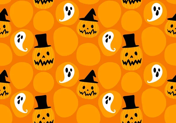 Autumn Harvest Vegetable Seamless Monster Halloween Pumpkins Pattern Wrapping Paper — Stock Photo, Image