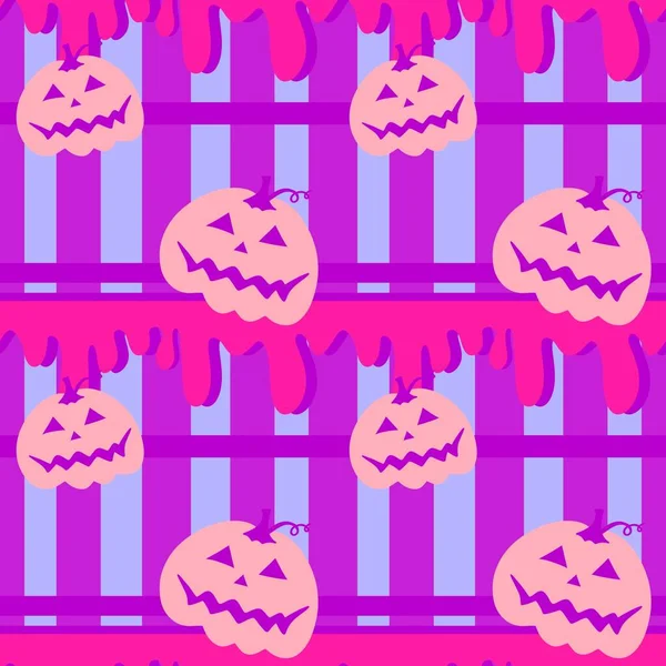 Cartoon Halloween Pumpkins Seamless Pattern Wrapping Paper Fabrics Kids Clothes — Fotografia de Stock