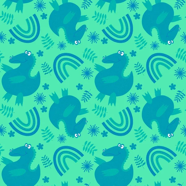 Cartoon Summer Animals Seamless Crocodile Pattern Fabrics Wrapping Paper Kids — Stock Fotó