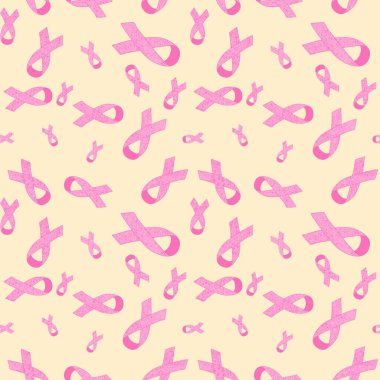 Göğüs kanseri ayı, ambalaj kağıdı, medya aksesuarları ve ilaç tekstili için kusursuz pembe kurdele günü mamografi deseni. Yüksek kaliteli illüstrasyon