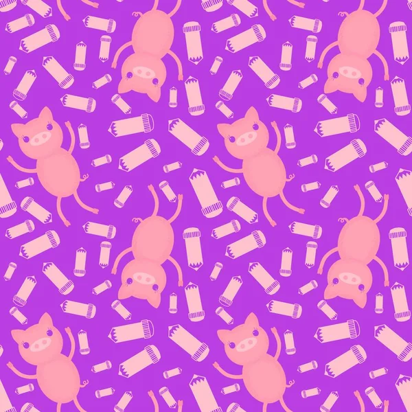 Карикатурные Животные Бесшовные Свиньи Рисунок Упаковки Бумаги Тканей Детской Одежды — стоковое фото