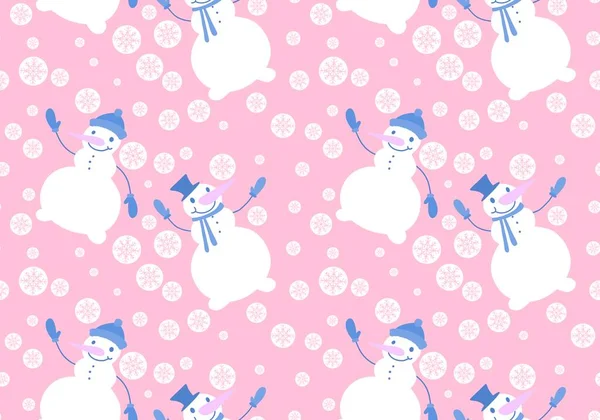 Christmas Tree Balls Seamless Snowman Pattern Wrapping Paper Fabrics Festive — Stock Photo, Image