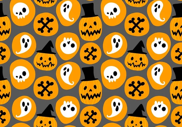 Herfst Oogst Plantaardige Naadloze Monster Halloween Pompoenen Patroon Voor Het — Stockfoto