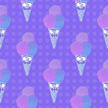 Cadılar Bayramı canavarları karikatürsüz dondurma kalıpları paket kâğıdı, kumaş ve çocuk giysileri baskısı ve şenlik ambalajı ve parti aksesuarları. Yüksek kaliteli illüstrasyon