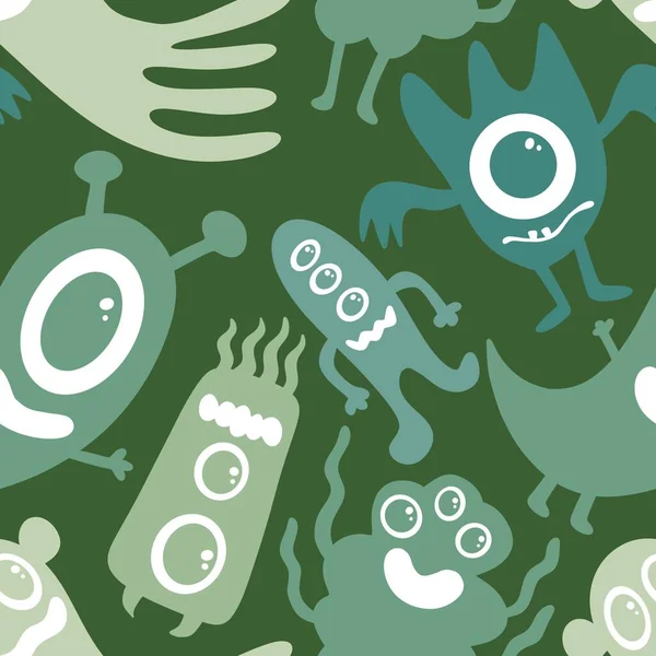 Halloween Cartoon Monsters Seamless Aliens Pattern Wrapping Paper Fabrics Kids — Stock Photo, Image