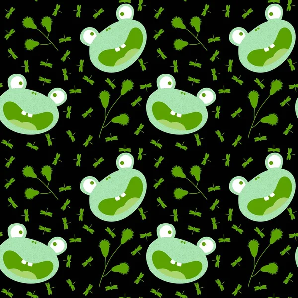 Cartoon Animals Seamless Frogs Pattern Wrapping Paper Fabrics Kids Clothes — Stock Photo, Image
