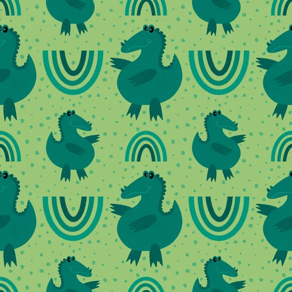 Cartoon Summer Animals Seamless Crocodile Pattern Fabrics Wrapping Paper Kids — Stockfoto