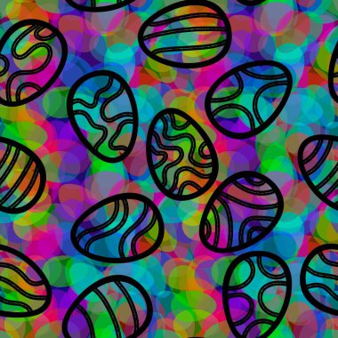 Paskalya yumurtaları kağıt, kumaş, çocuk giysileri, tekstil ürünleri, şenlik ambalajları ve restoran aksesuarları için kusursuz desen. Yüksek kaliteli illüstrasyon