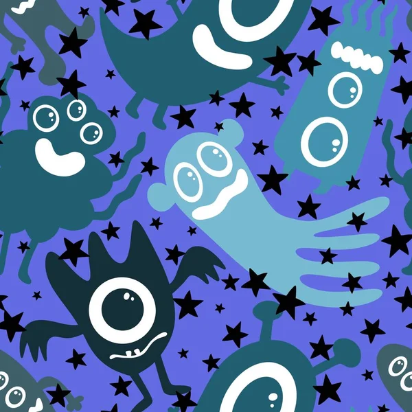 Cadılar Bayramı çizgi roman canavarları kağıt, kumaş, çocuk giysisi baskısı, şenlikli ambalajlar, moda aksesuarları ve okul defterleri için kusursuz uzaylı desenleri. Yüksek kalite fotoğraf