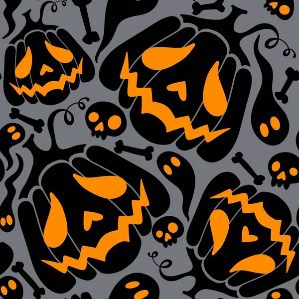 Patrón Calabazas Sin Costuras Monstruos Halloween Para Papel Envoltura Otoño —  Fotos de Stock