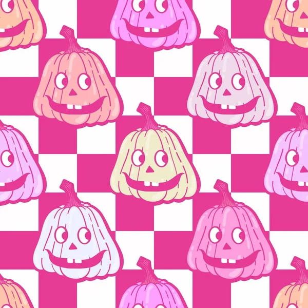 Retro Halloween Rajzfilm Sütőtök Zökkenőmentes Minta Csomagolására Papír Szövetek Ágynemű — Stock Fotó