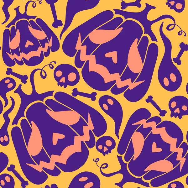 Halloween Monster Nahtlose Kürbismuster Für Herbstliches Geschenkpapier Und Stoffe Sowie — Stockfoto