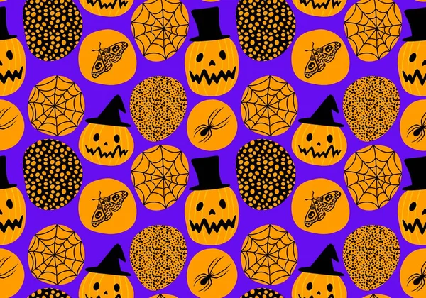 Herfst Oogst Plantaardige Naadloze Monster Halloween Pompoenen Patroon Voor Het — Stockfoto