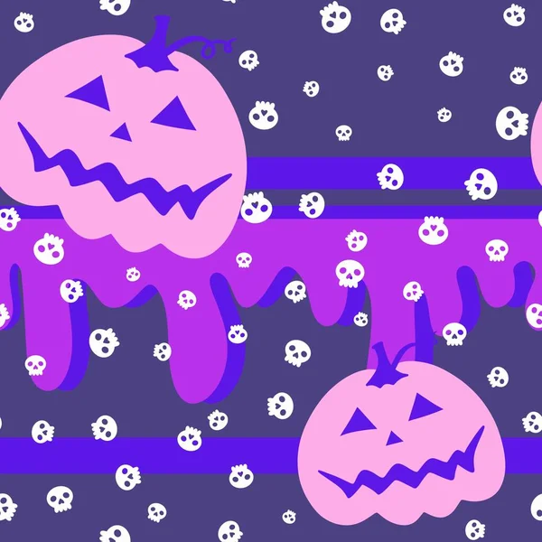 Cartoon Halloween Pumpkins Seamless Pattern Wrapping Paper Fabrics Kids Clothes — стоковое фото