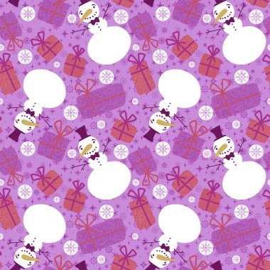 Noel kardan adam kardan adam kusursuz buz, şapka ve havuç desenli ambalaj kâğıdı, kumaş ve çocuk giysileri baskısı, şenlikli ambalajlar ve yeni yıl aksesuarları. Yüksek kaliteli illüstrasyon