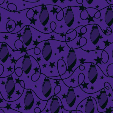 Noel için şenlikli aydınlatma ampulleri kusursuz desen ve ambalaj kağıdı ve kumaşlar ve çocuk giysileri baskısı ve mutfak aksesuarları ve ev dekorasyonu. Yüksek kaliteli illüstrasyon 