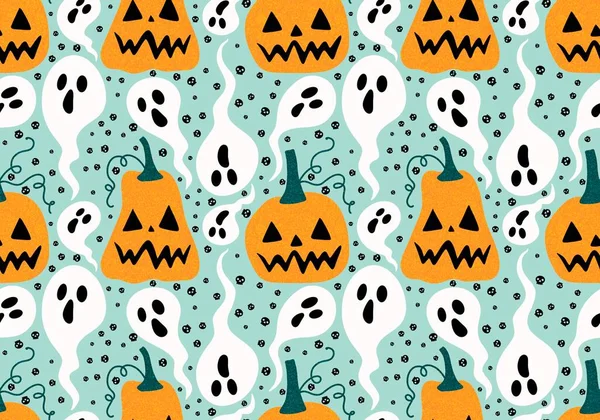 Halloween Dessin Animé Citrouilles Motif Automne Sans Couture Pour Emballage — Photo