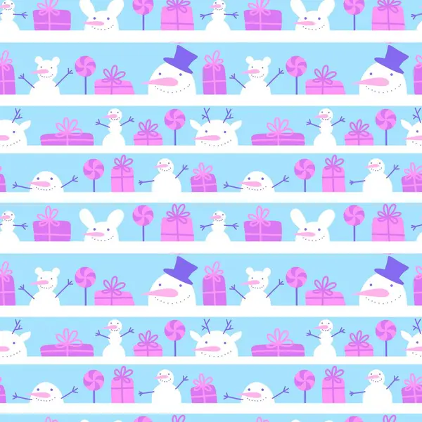 Christmas Snowman Seamless Winter Pattern Wrapping Paper Fabrics Kids Clothes — Stock Photo, Image