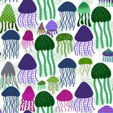 Yaz karikatüründeki hayvanlar kumaşlar, tekstil ve ambalaj kağıtları ve çocuk giysileri baskılar ve mayo giyer. Yüksek kaliteli illüstrasyon