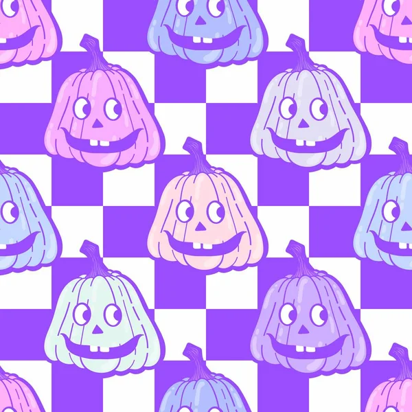Retro Halloween Cartoon Kürbisse Mit Nahtlosem Muster Zum Einwickeln Von — Stockfoto