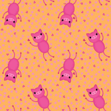 Çizgi filmlerdeki kusursuz domuz desenleri kağıt, kumaş, çocuk giysisi baskıları, şenlikli aksesuarlar ve ambalajlar için. Yüksek kaliteli illüstrasyon