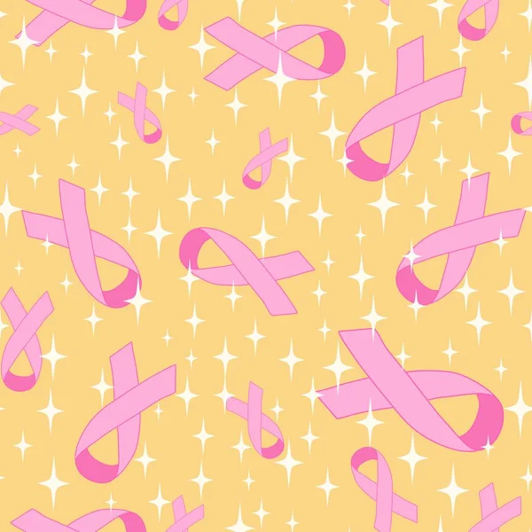 Borstkanker Maand Naadloze Roze Lint Dag Mammogram Patroon Voor Het — Stockfoto