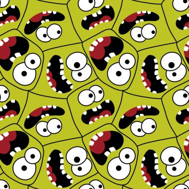 Çizgi filmci çocuklar, yüz desenli ambalaj kağıtları, çocuk kıyafetleri ve Cadılar Bayramı ambalajı kumaşları, moda tekstil ve aksesuarları olan kusursuz canavarlar. Yüksek kaliteli illüstrasyon